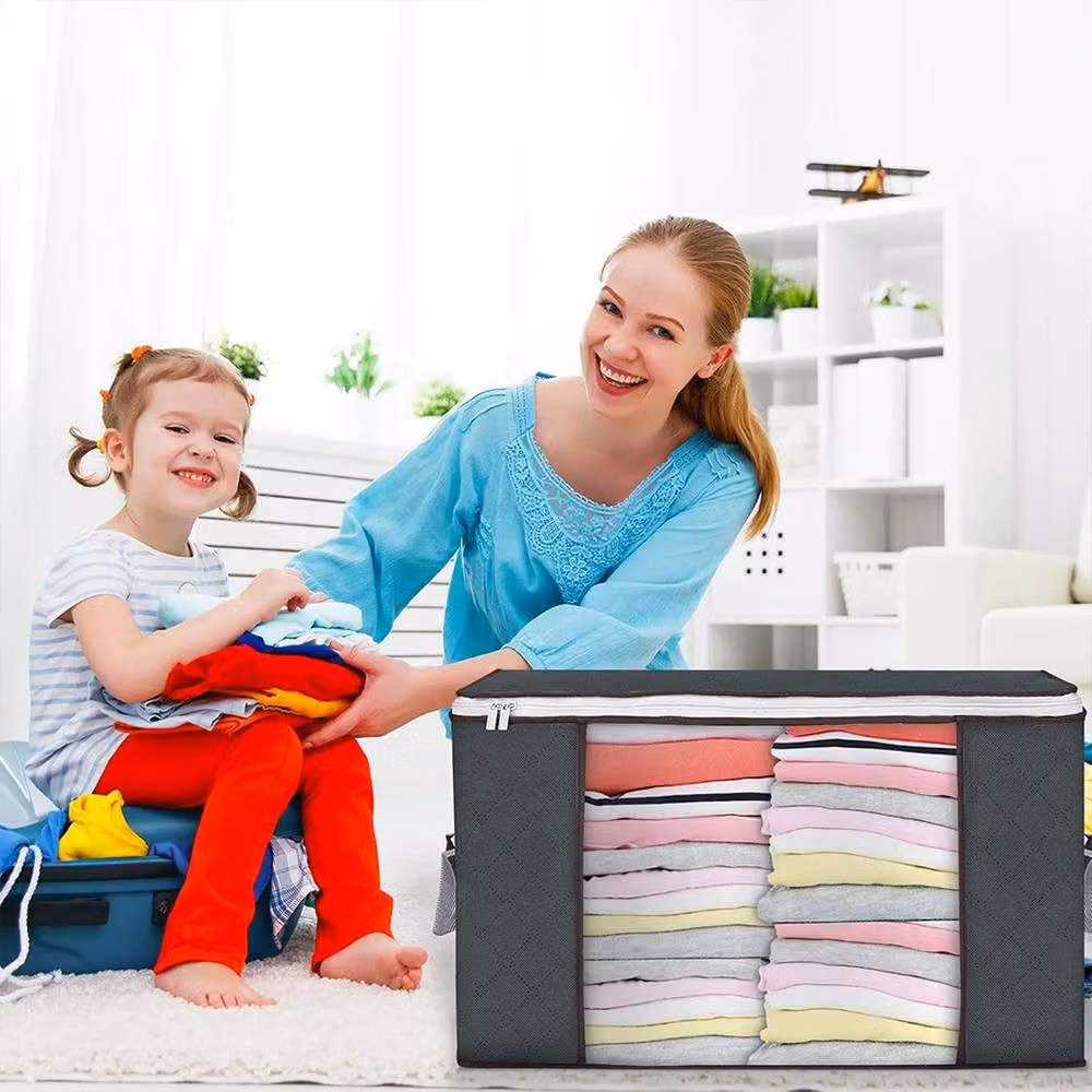 Ventryn 6 Pack 90L Zipped Storage Bags for Clothes and Bedding in Grey – 7