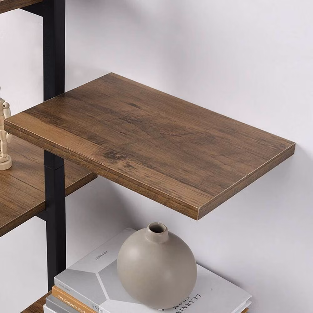 Kelvenix 4 Tier Vertical Wall Mounted Floating Decor Shelves in Black and Light Oak – 2