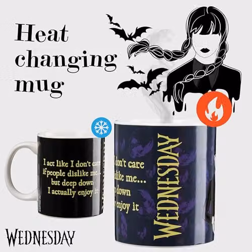 Wednesday Heat Changing Ceramic Mug in Multicolour and Black, 312ml – 3