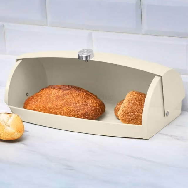 Swan Metal Roll Front Ventilated Bread Bin in Black, Bronze or Beige