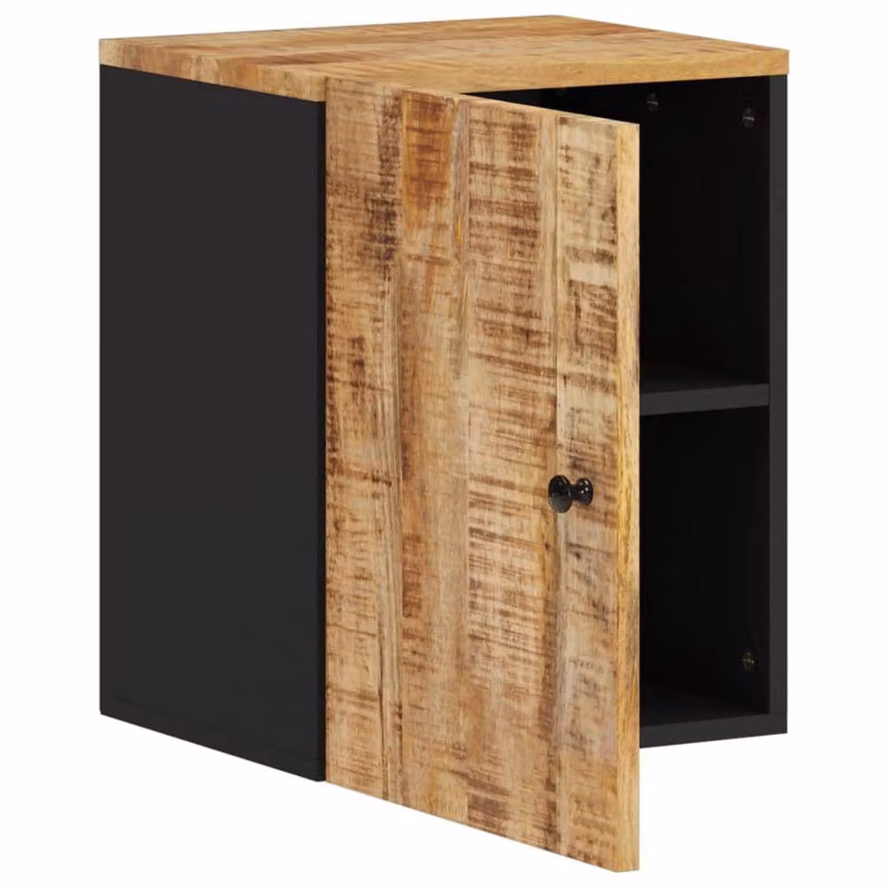Berkfield Home Wall Mounted Bathroom Cabinet in Brown Solid Mango Wood W/D/H: 38 x 33 x 48 cm – 3