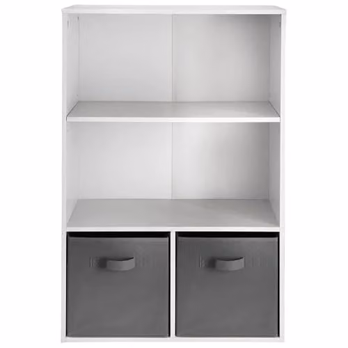 Spot on dealz 4 Cube Storage Unit White Wooden Bookcase with Back Panel W/D/H: 60 x 28 x 90 cm