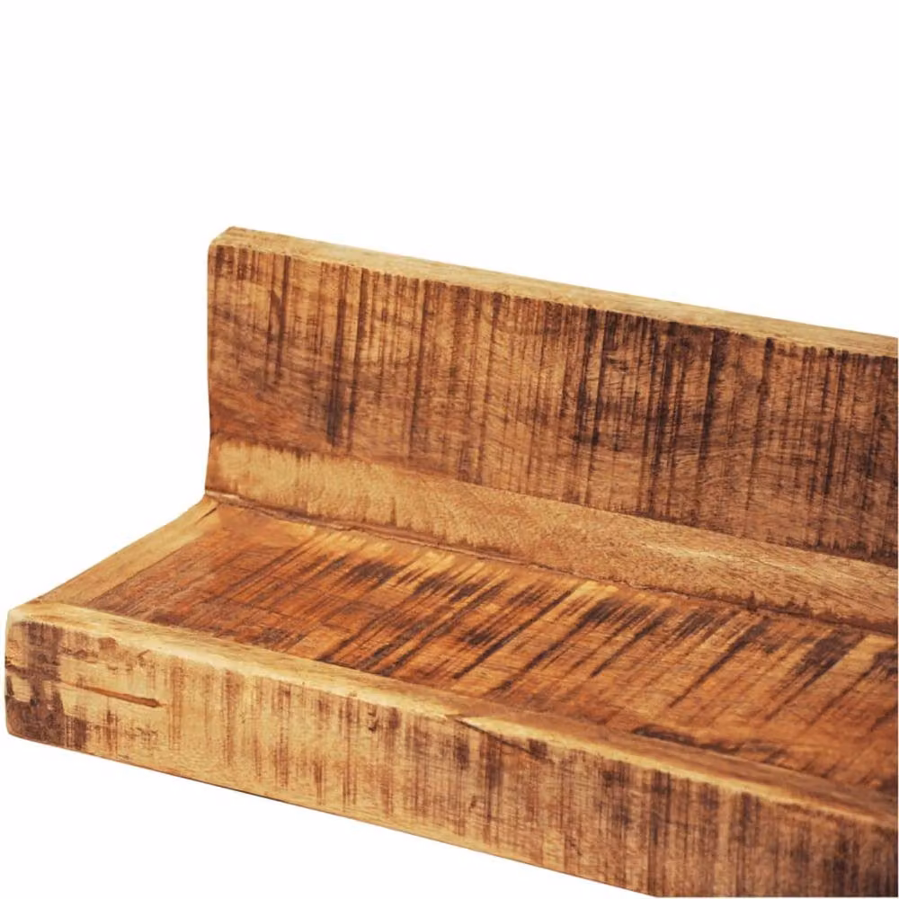 Berkfield Home Set of 2 Brown Solid Mango Wood Wall-Mounted Display Shelves – 2