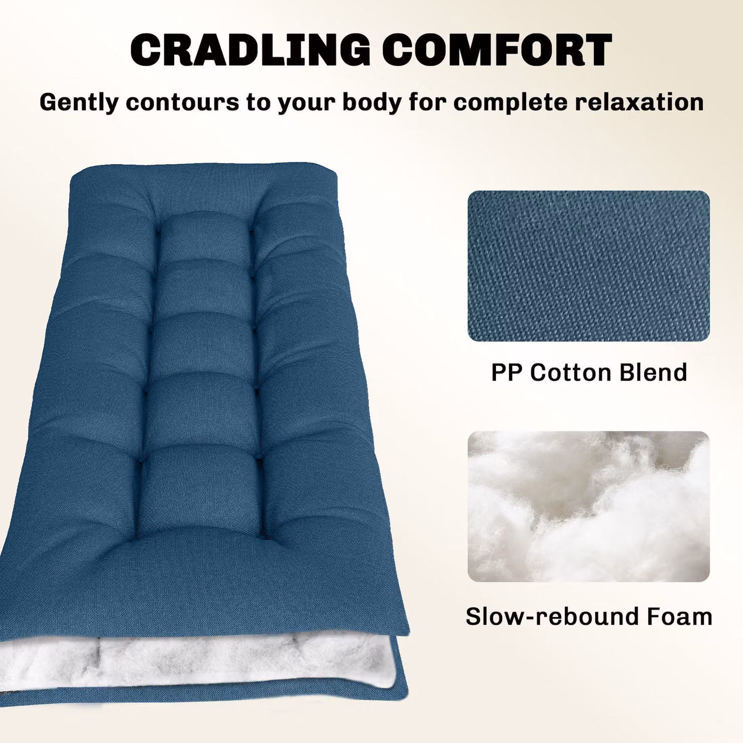 Outsunny Blue Memory Foam Sun Lounger Cushion with Ties – 5