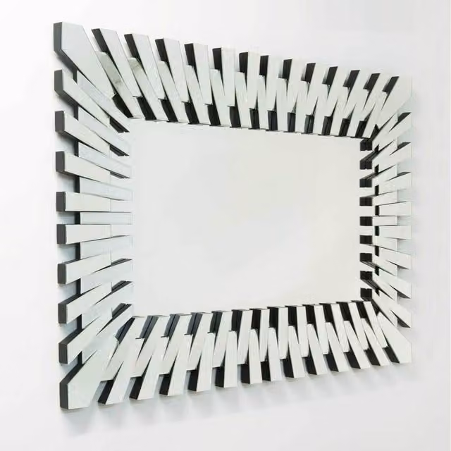 MirrorOutlet Sunburst Stylised Decorative Glass Wall Mirror in Silver, W/D/H: 120 x 80 x 80 cm