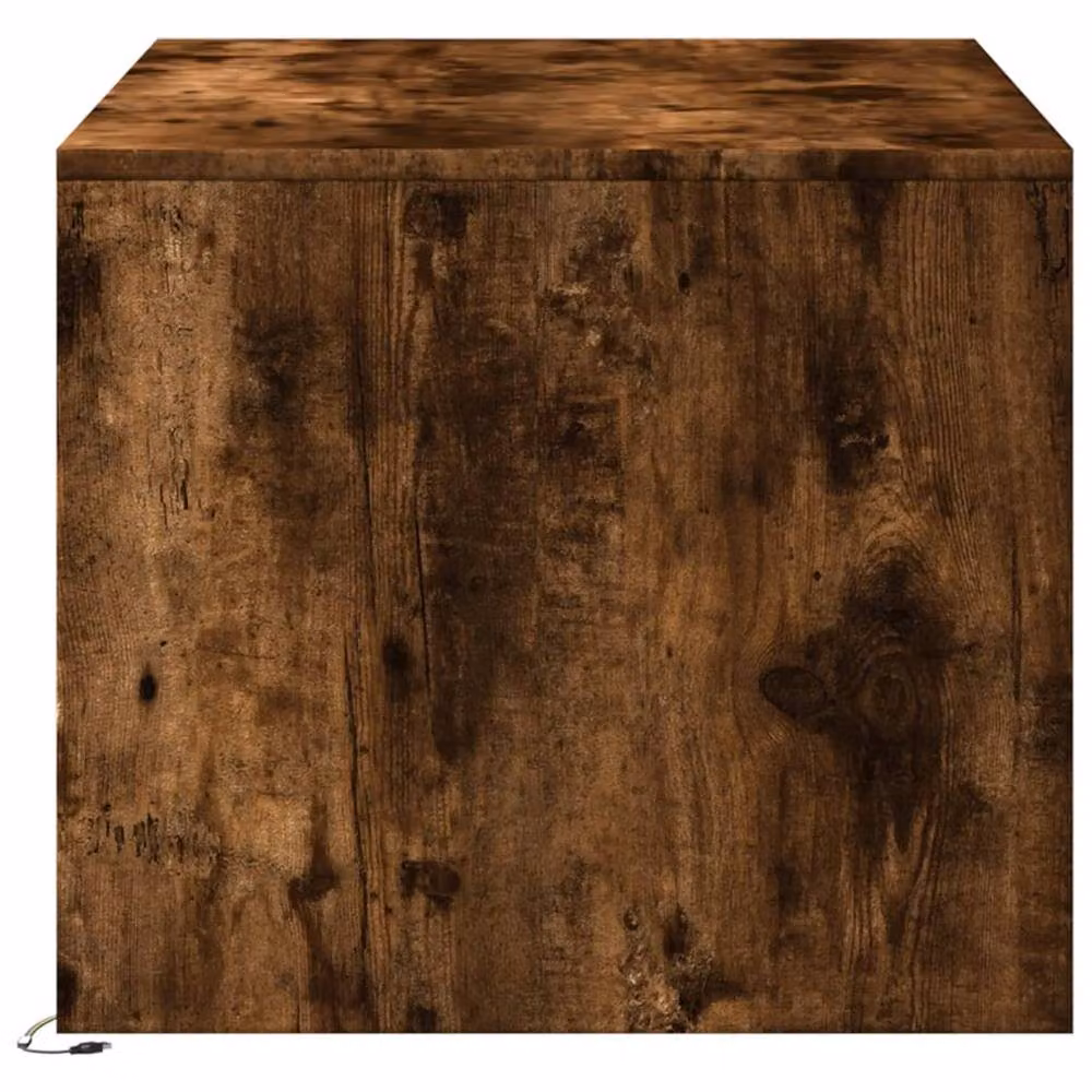 Berkfield Home Smoked Oak Coffee Table with LED Lights in Brown – 4