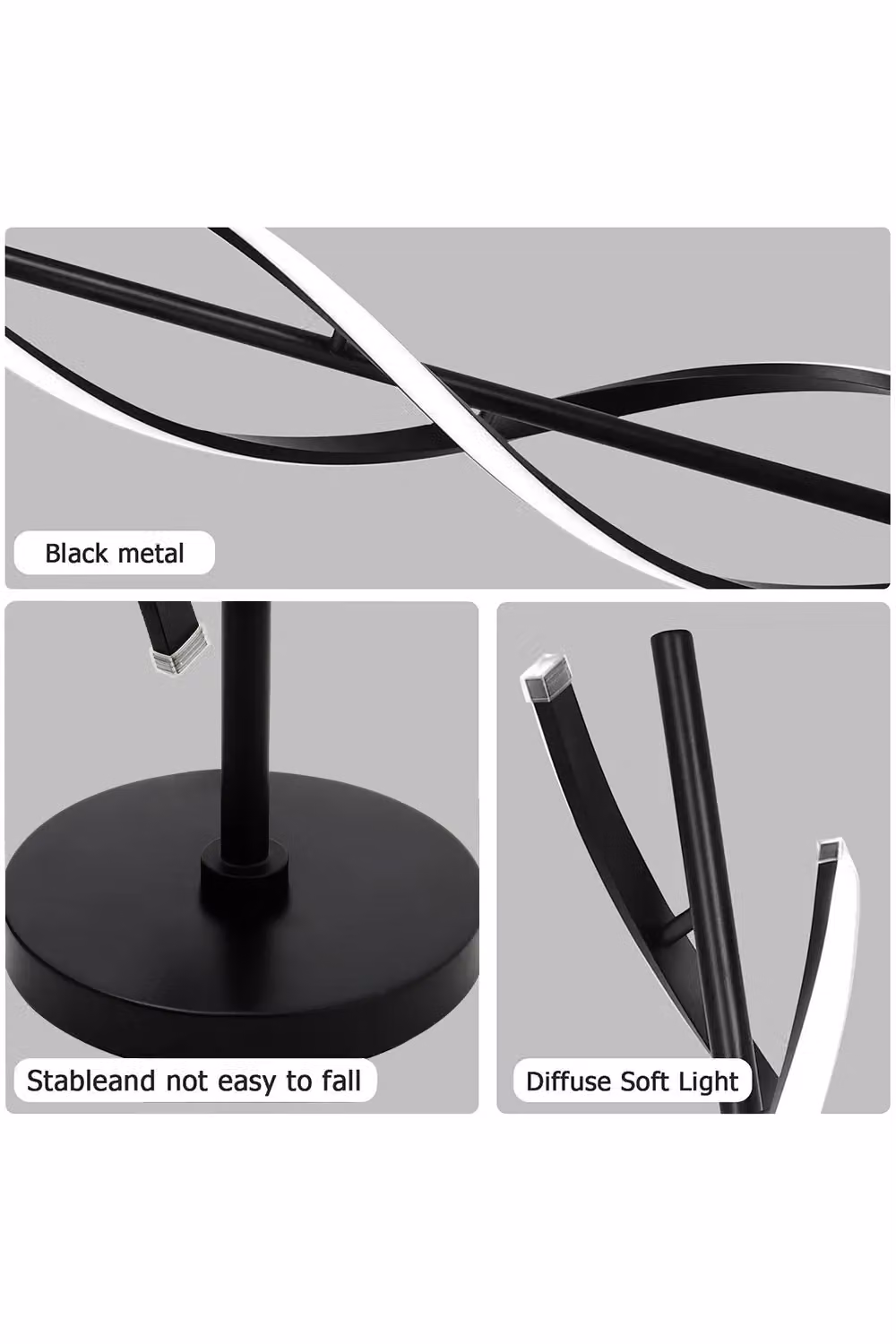 Living and Home Modern Black Metal Arc LED Floor Lamp – 5