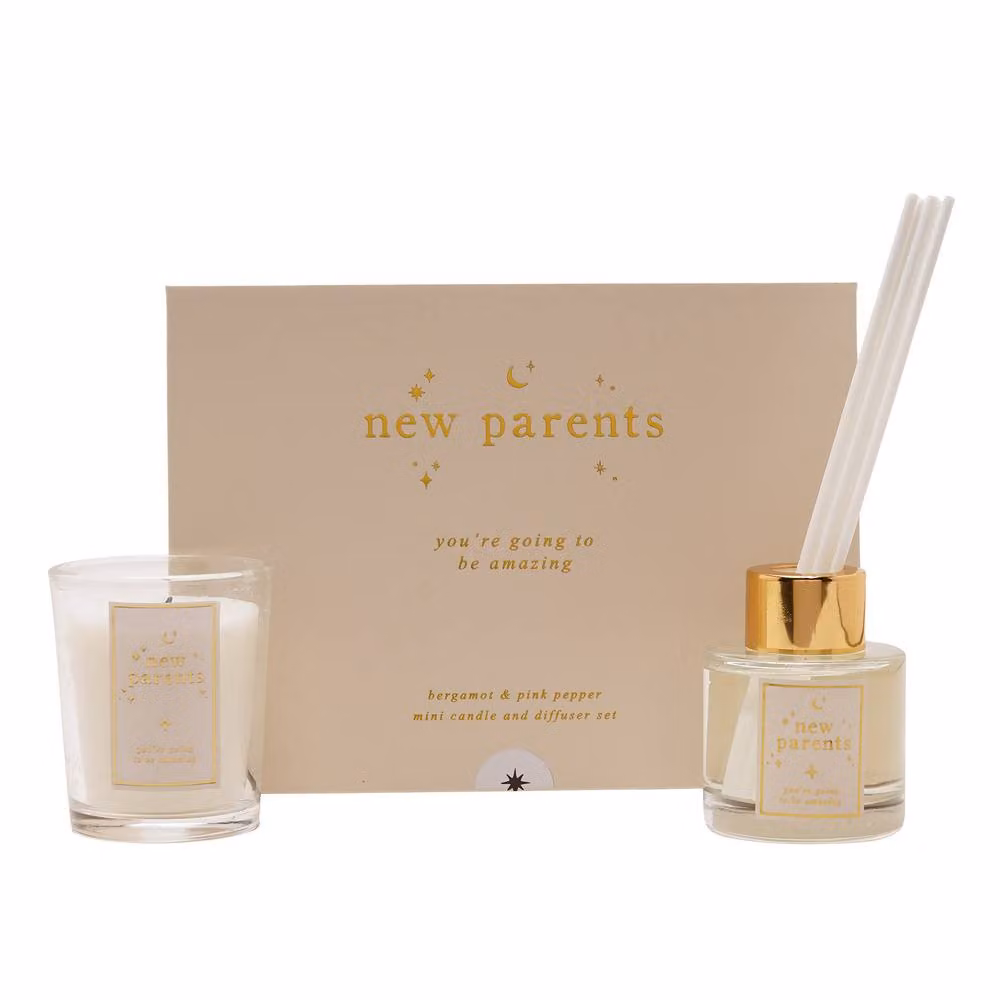 Bambino by Juliana New Parents Diffuser and Votive Candle Set in White and Gold – 2