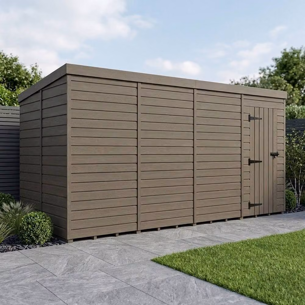 Buttercup Farm Grey Composite Pent Garden Shed with Single Door and No Windows W/D/H: 183 x 274 x 210 cm – 2