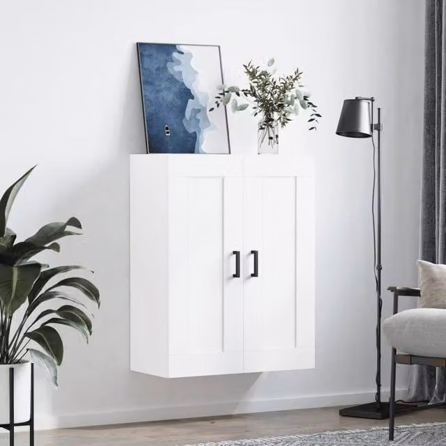 Berkfield Home Wall Mounted Cabinet in White, W/D/H: 69.5 x 34 x 90 cm