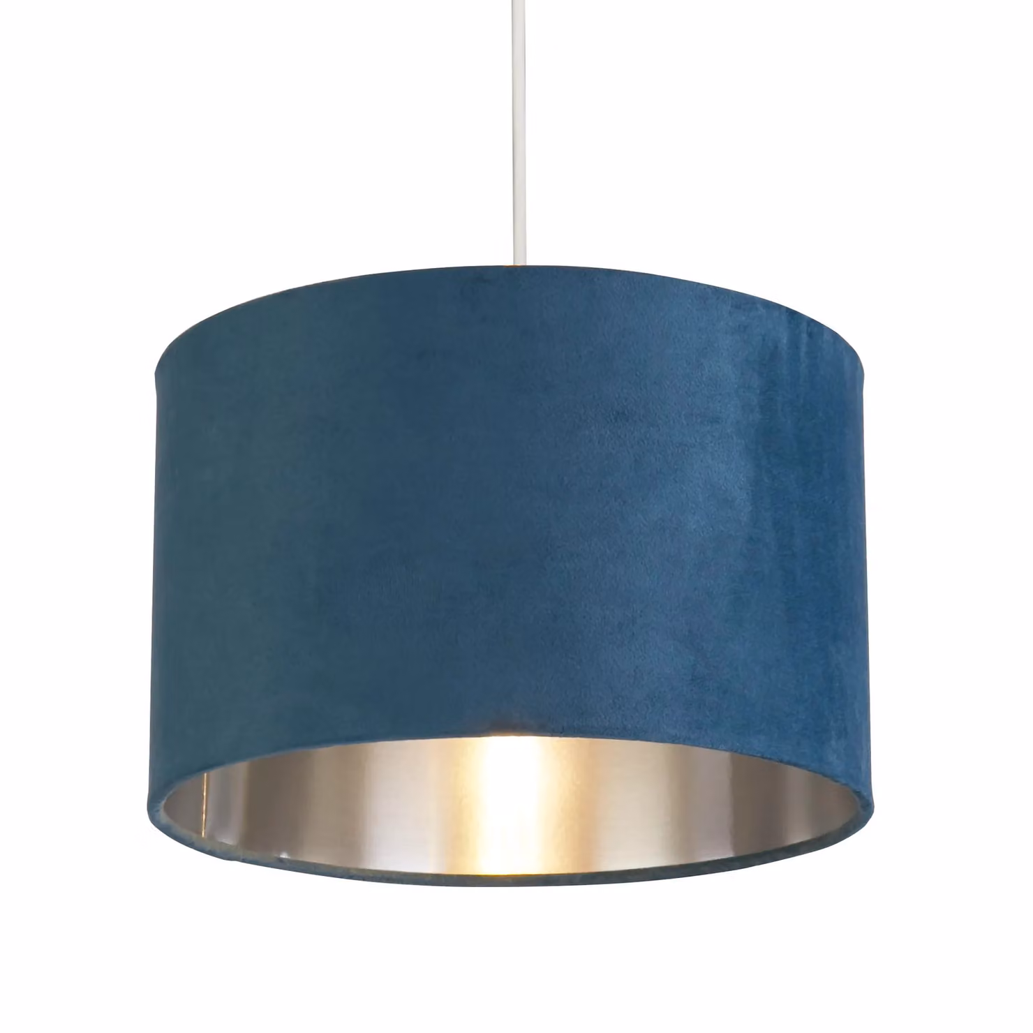 Lighting Collection Teal Velvet Drum Lamp Shade with Silver Inner Lining – 2