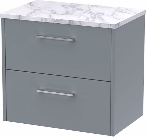 Balterley Winshill Contemporary 2 Drawer Wall Hung Vanity Unit, Grey, W: 60 cm, H: 56.1 cm