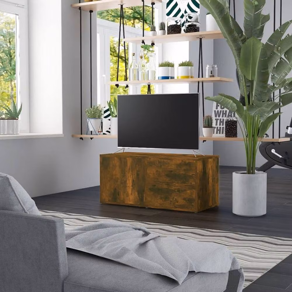Berkfield Home Smoked Oak TV Cabinet in Brown, W/D/H: 80 x 34 x 36 cm – 2