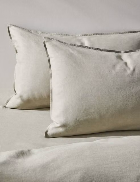 M&S 2 Pack Pure Linen Standard Pillowcases in Beige
