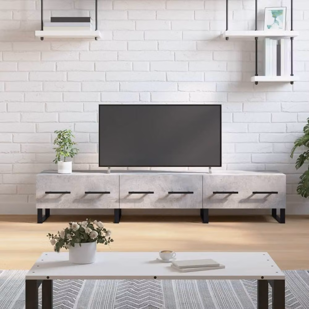 Berkfield Home Industrial TV Cabinet in Concrete Grey, W/D/H: 150 x 36 x 30 cm – 2