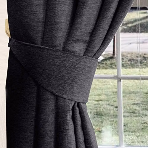 Homescapes Chenille Curtain Tie Backs, Pair, Grey