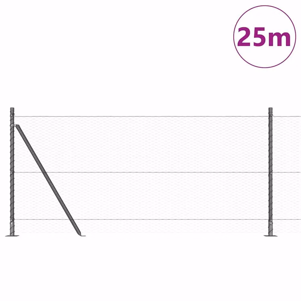 Berkfield Home Grey Powder-Coated Steel Hexagon Fence, H: 0.8 m x W: 25 m – 2