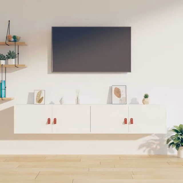 Berkfield Home Set of 2 Rustic White Solid Wood Pine Wall Cabinets W/D/H: 80 x 30 x 30 cm – 1