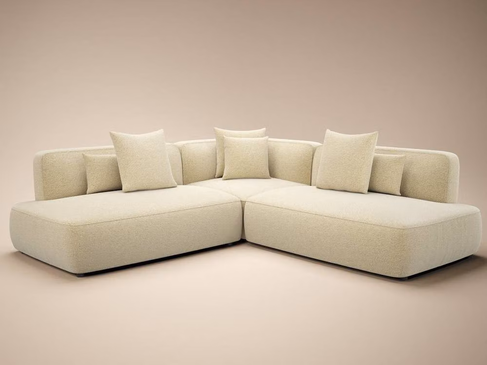 Solace+Co Luna Large L-Shape Chenille Sofa in Beige – 3
