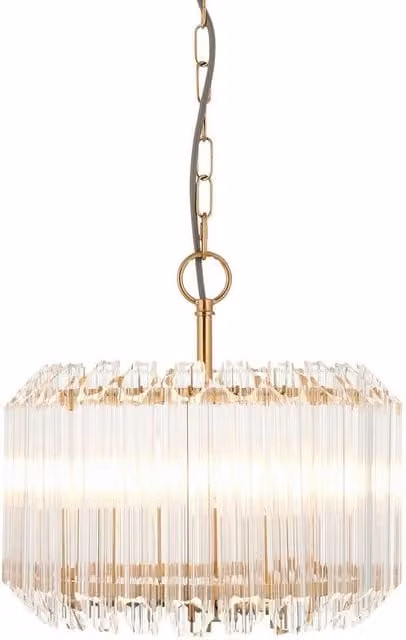 Netlighting Valentina Pendant Light with Transparent Glass and Gold/Brass Finish, 3x E14 – 1