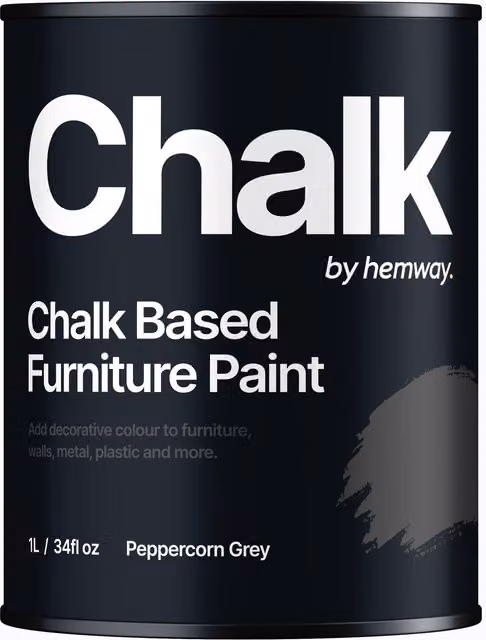 Hemway Chalk Based Furniture Paint in Peppercorn Grey, Flat Matt, 1L
