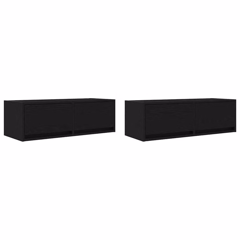 Berkfield Home Set of 2 Modern Black Oak TV Cabinets, W/D/H: 80 x 31 x 25.5 cm – 2
