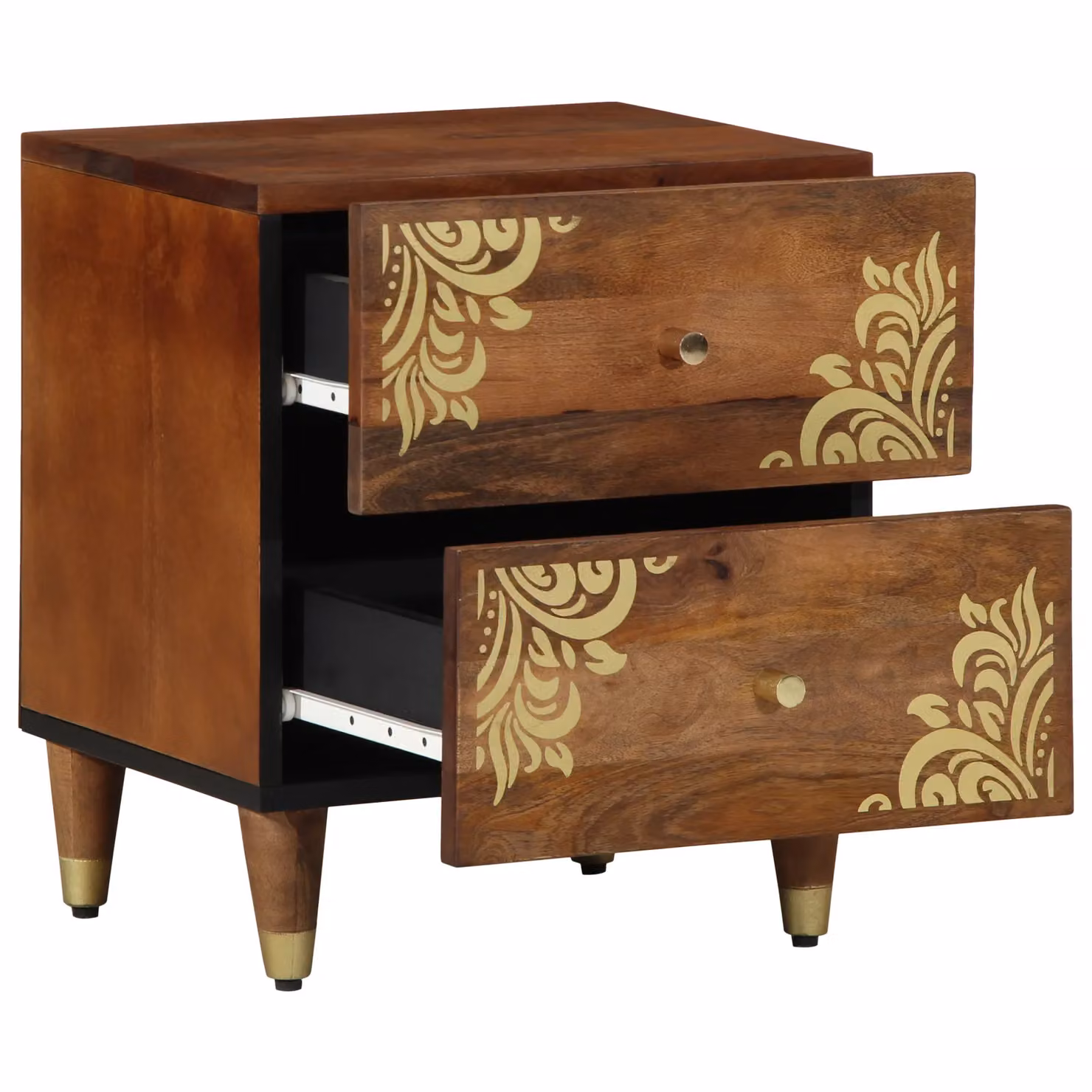 Berkfield Home Set of 2 Solid Wood Mango Bedside Cabinets, Brown, W/D/H: 40 x 33.5 x 46 cm – 2