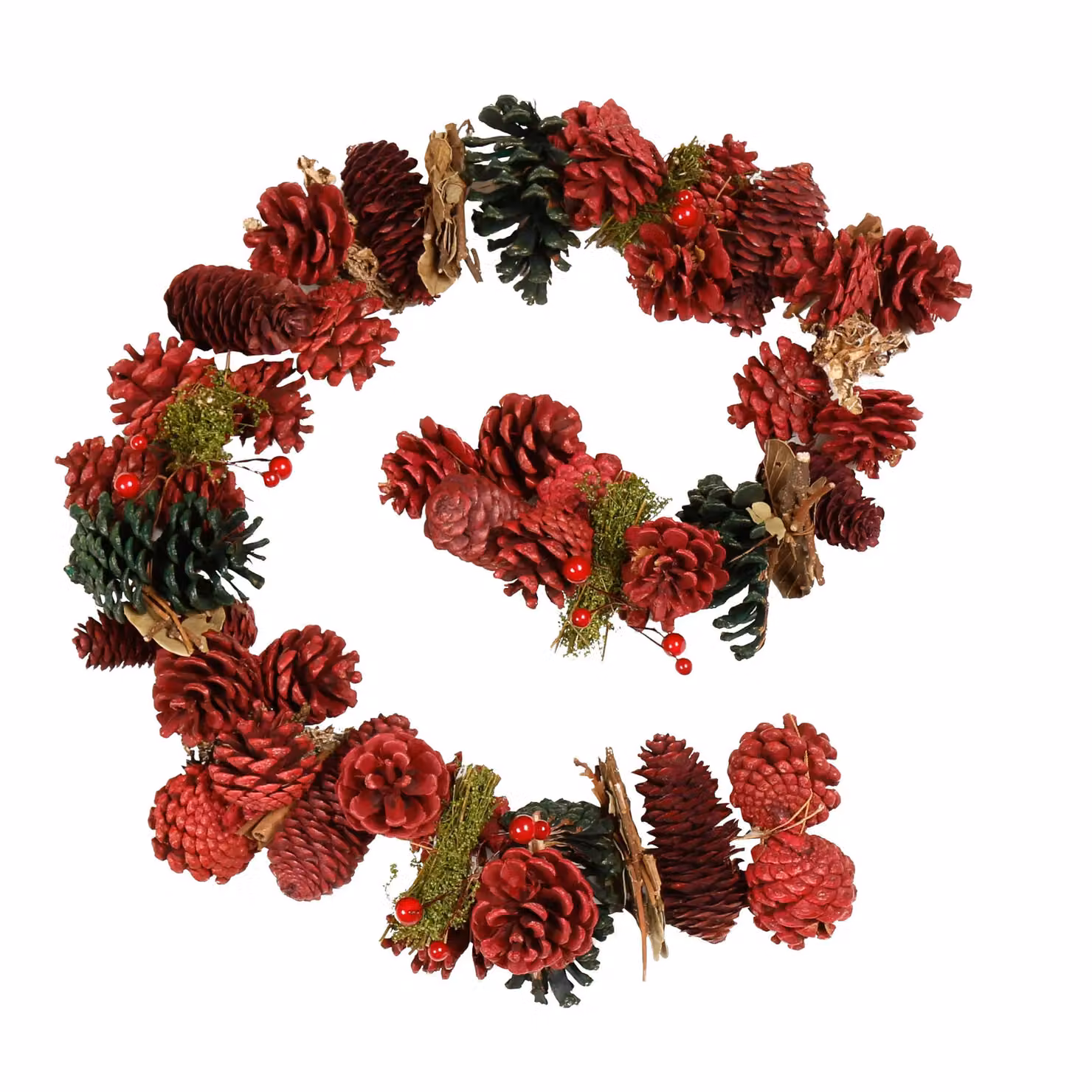 Dibor Cinnamon Pinecone Christmas Wreath and Garland Set in Red, Green and Gold – 3