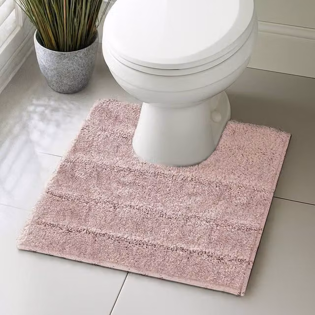 Velosso Lexington Pink Microfibre Bath and Pedestal Mat with Non-Slip Backing, Small