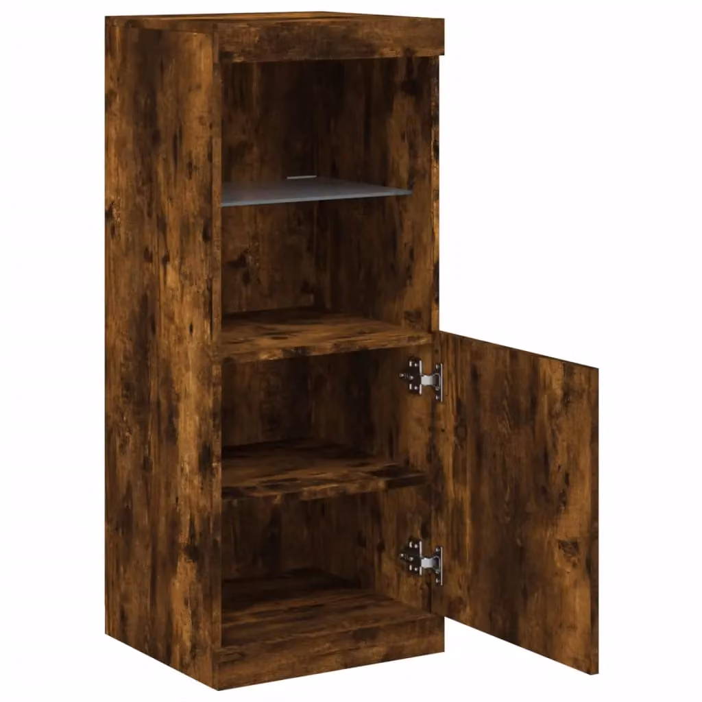 Berkfield Home Modern Smoked Oak Sideboard with Integrated LED Lights in Brown, W/D/H: 41 x 37 x 100 cm – 5