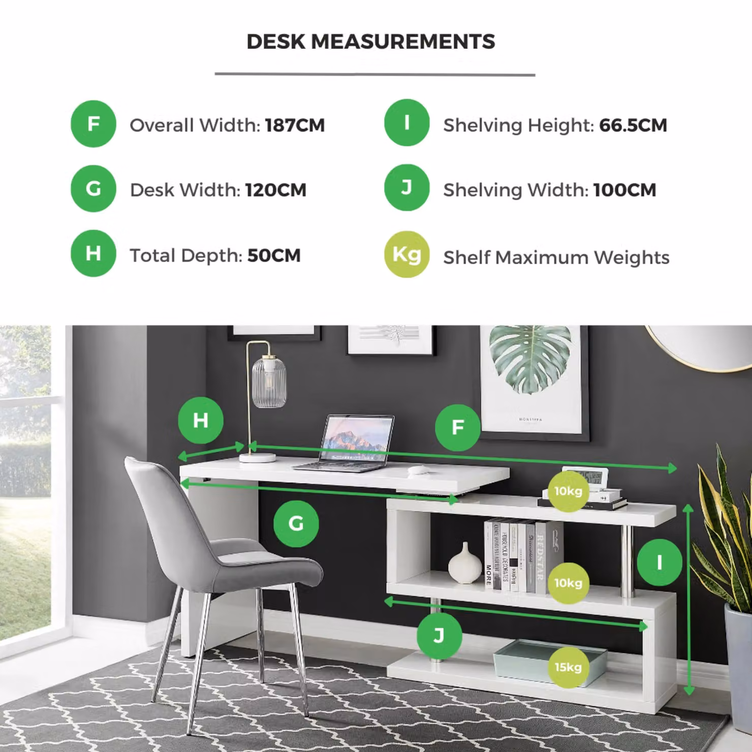FurnitureboxUK Siena White High Gloss Modern Writing Desk with Rotating Top – 7