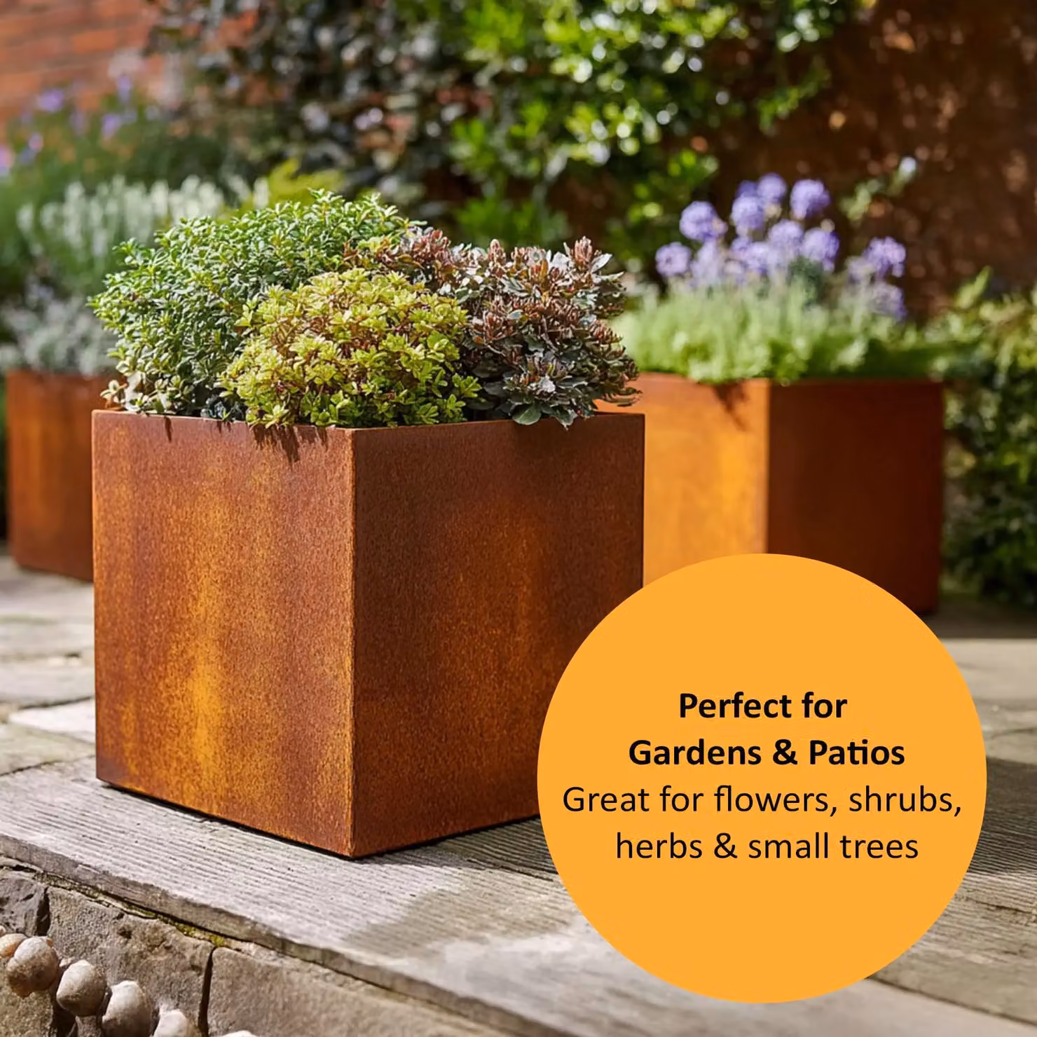 Nicoman Pre-Rusted Corten Steel Cube Planter in Bronze, W/D/H: 50 x 50 x 50 cm – 4
