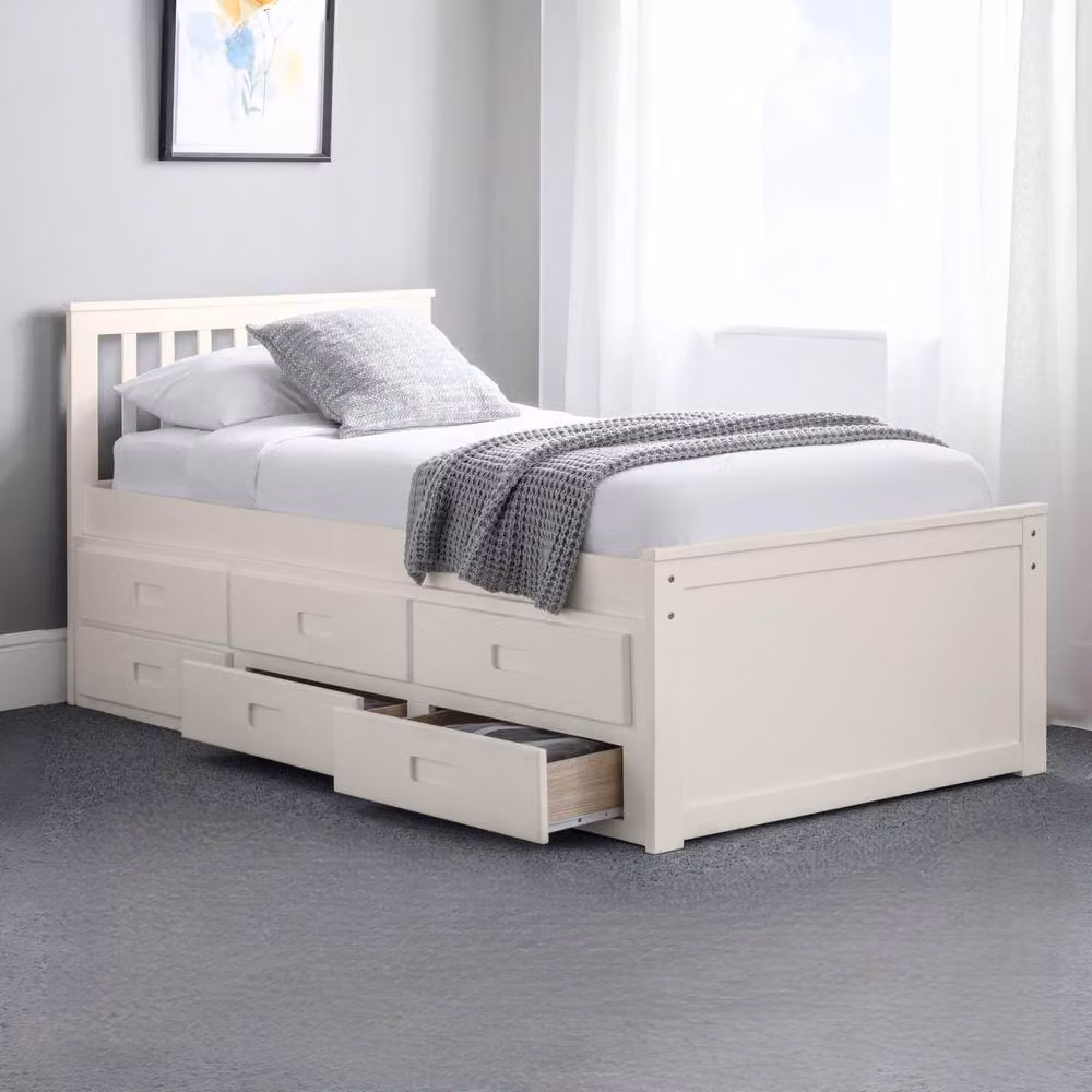 Cheshire Amethyst Single Bed with Underbed Storage and Drawers in Surf White, W/D/H: 90 x 200 cm – 2