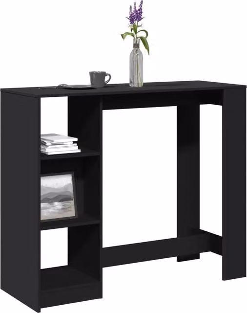 Berkfield Home Bar Table with Shelf in Black, W/D/H: 124 x 46 x 103.5 cm