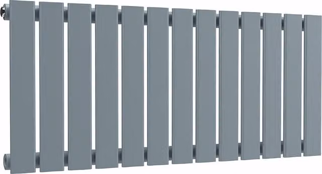Lux Heat Single Flat Horizontal Steel Radiator in Pebble Grey, H 40 cm x W 91 cm