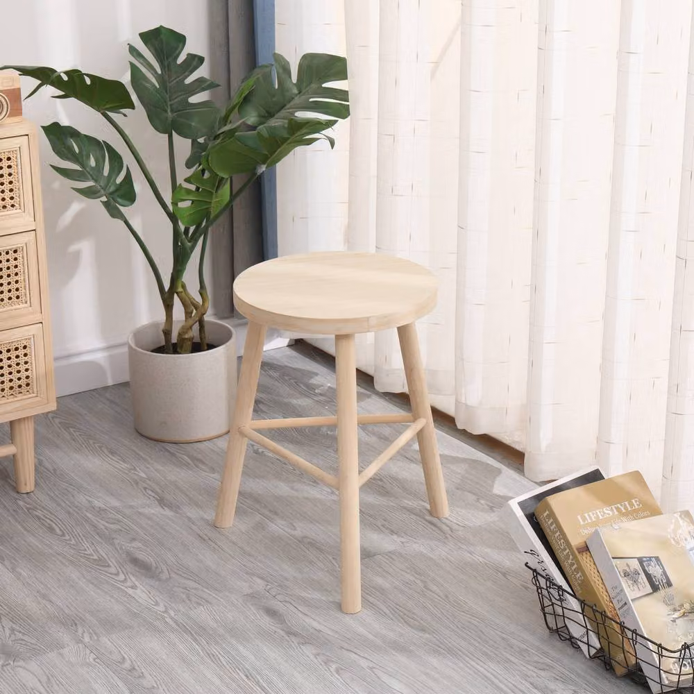 Nordlys Scandinavian Solid Wood Stool in Beige – 2