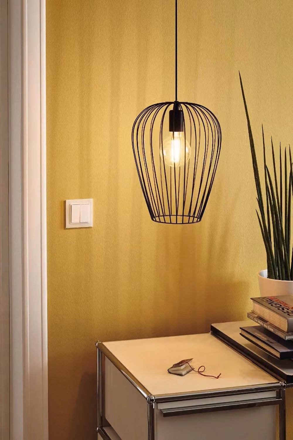 Eglo Newtown Retro Metal Pendant Lamp, Black Suspended Ceiling Light – 3
