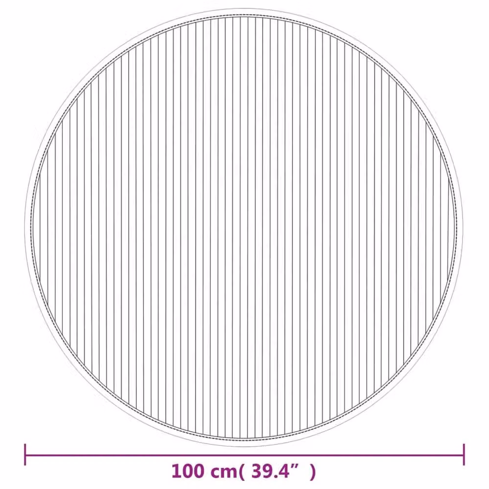 Berkfield Home Round Bamboo and Polypropylene Rug in Brown, Diameter: 100 cm – 5