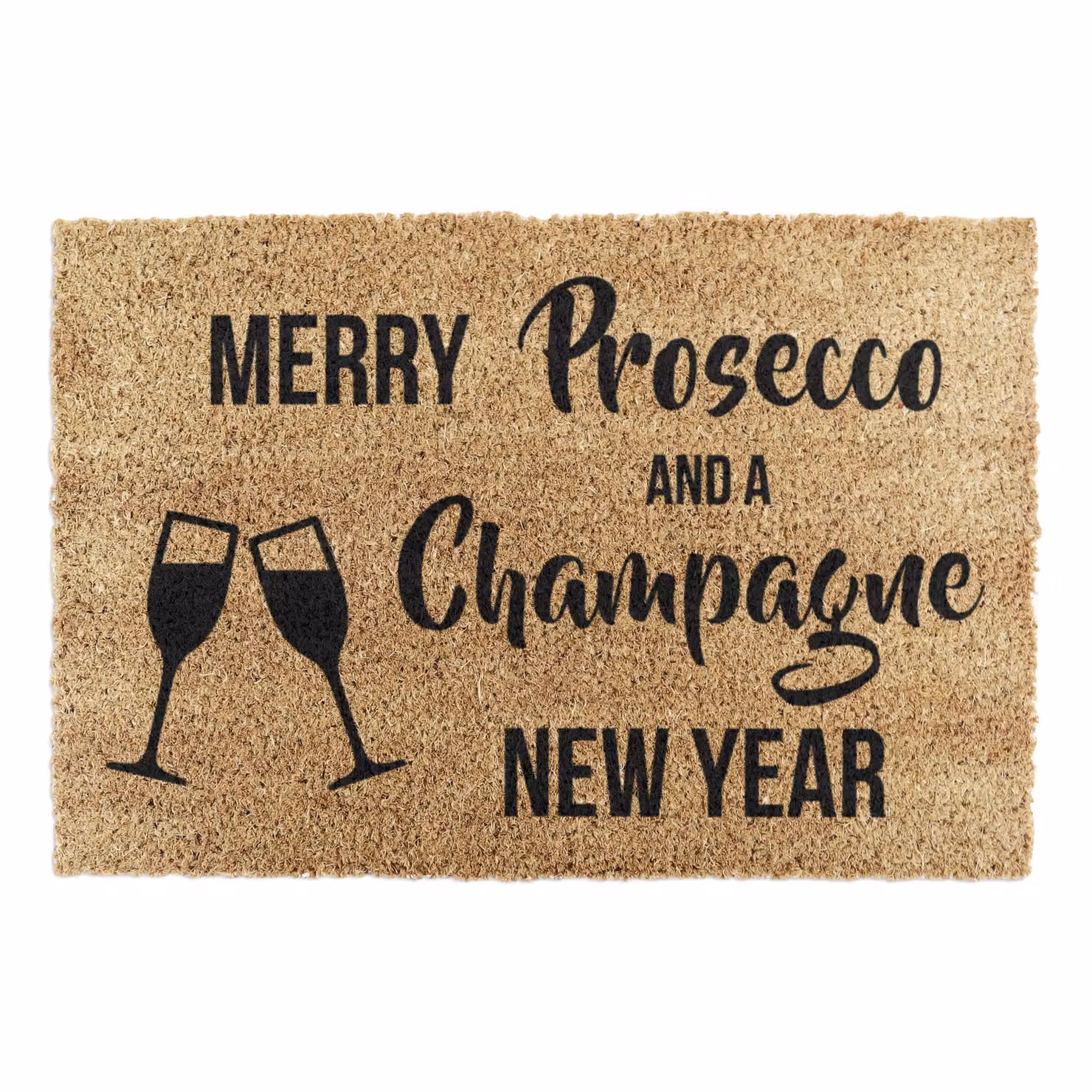 Artsy Mats Merry Prosecco & Champagne New Year Rectangular Doormat, Black, W/D: 60 x 40 cm – 4