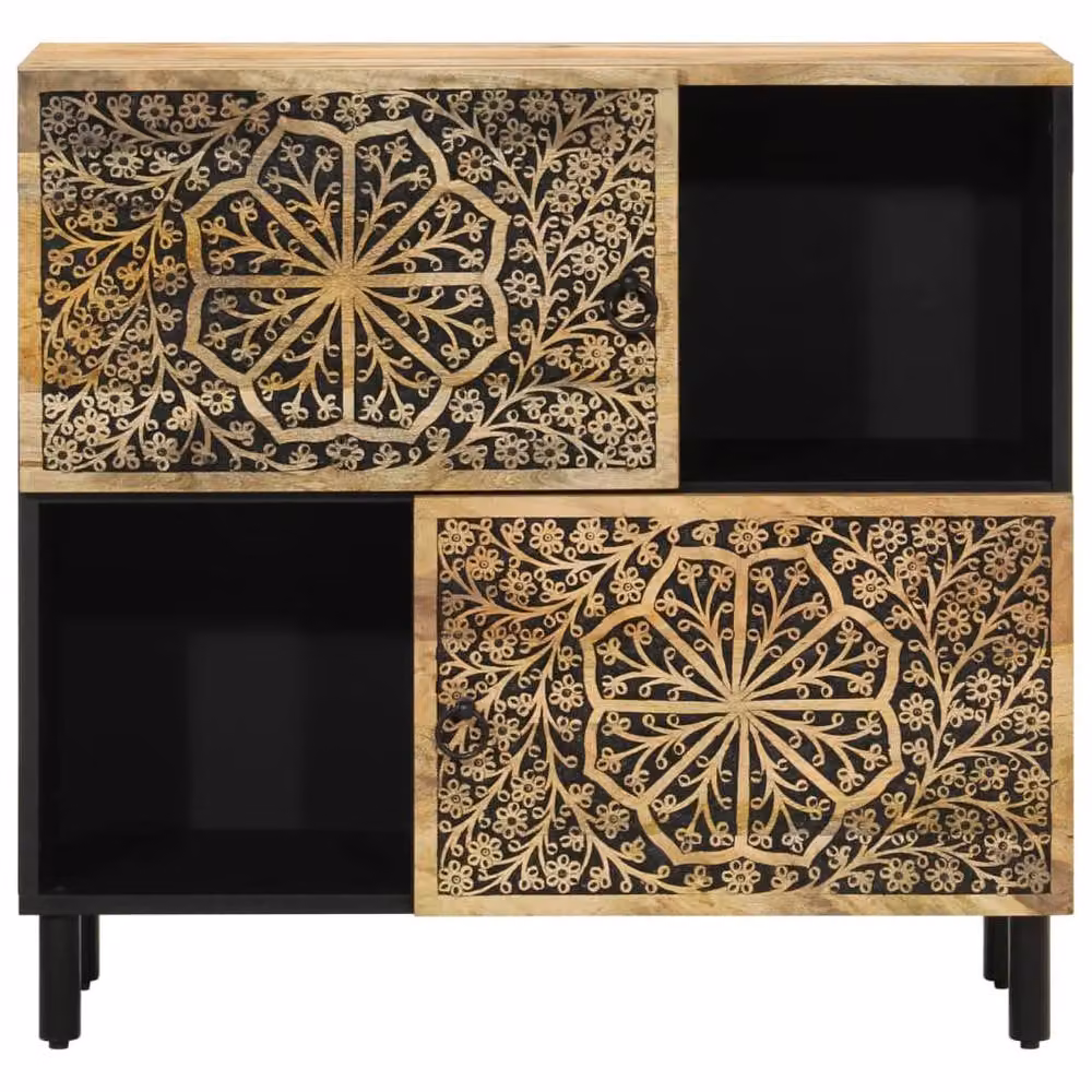 Berkfield Home Retro Solid Mango Wood Side Cabinet in Brown, W/D/H: 80 x 33 x 75 cm – 3
