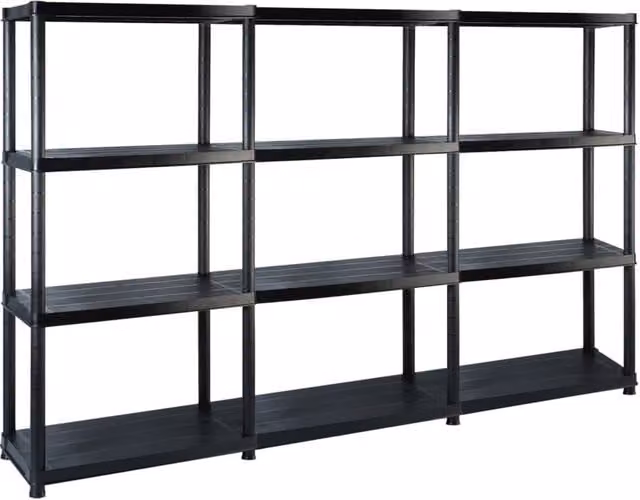 Berkfield Home 4-Tier Plastic Storage Shelf, Black, H 183 x W 130 x D 30.5 cm – 1