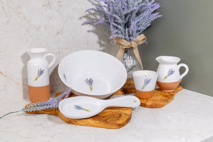 Verano Spanish Ceramics Lavender Hand Dipped White Ceramic Salad Bowl, W: 23 cm, H: 8 cm – 2