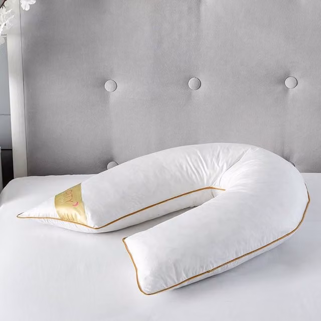 Snug City V Shape Goose Feather and Down Luxury Pillow with 100% Cotton Cover in White
