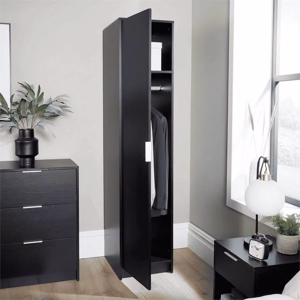 Nordara Black Single Door Space Saving Wardrobe with Hanging Rod, W: 100 cm x D: 100 cm x H: 100 cm – 2