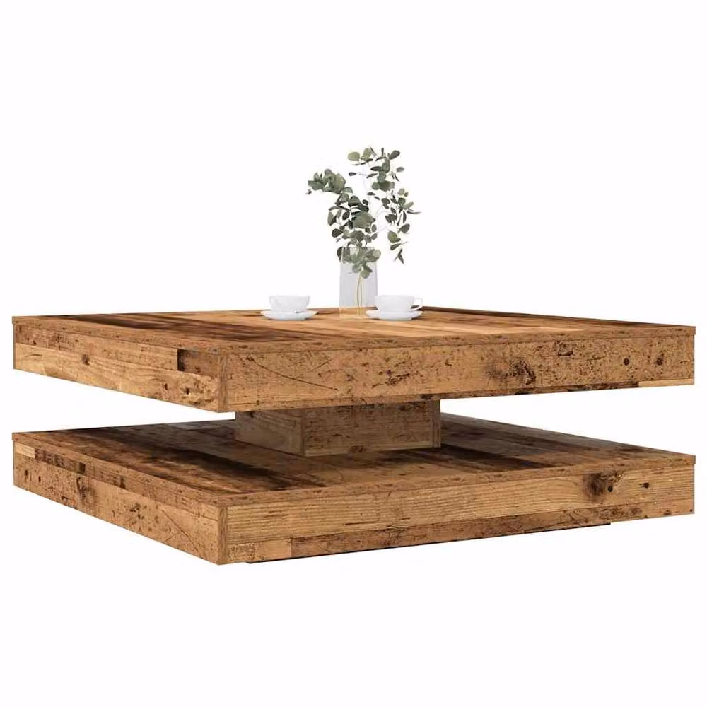 Berkfield Home Modern Rotating Coffee Table in Brown, W/D/H: 90 x 90 x 34.5 cm – 2