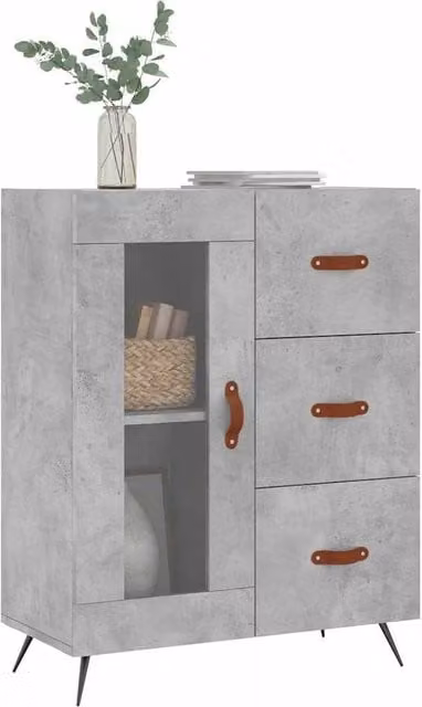 Berkfield Home Industrial Sideboard in Concrete Grey, W/D/H: 69.5 x 34 x 90 cm