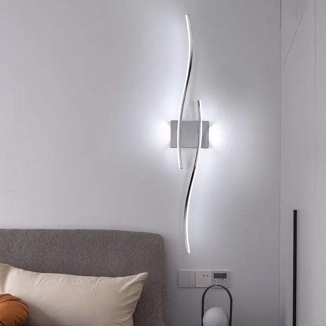 COMELY Modern LED Wave Wall Sconce Light in Silver Chrome with 6500K Cool White Light
