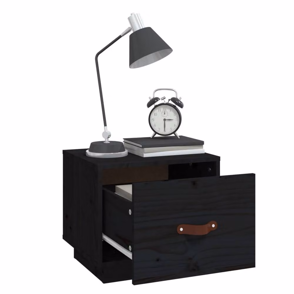 Berkfield Home Beautiful Bedside Cabinet in Black Solid Pine, W/D/H: 40 x 34 x 35 cm – 3