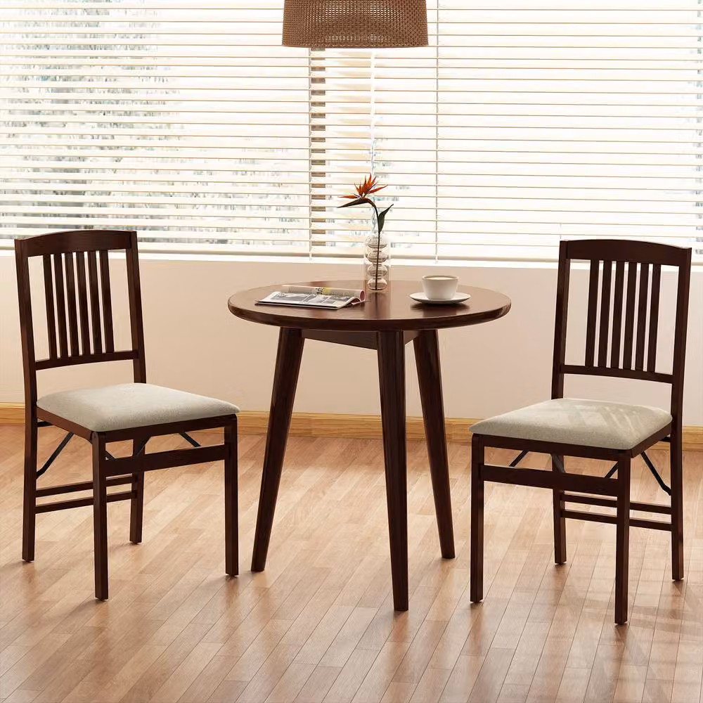 Costway Set of 2 Folding Upholstered Dining Chairs in Off-White – 5