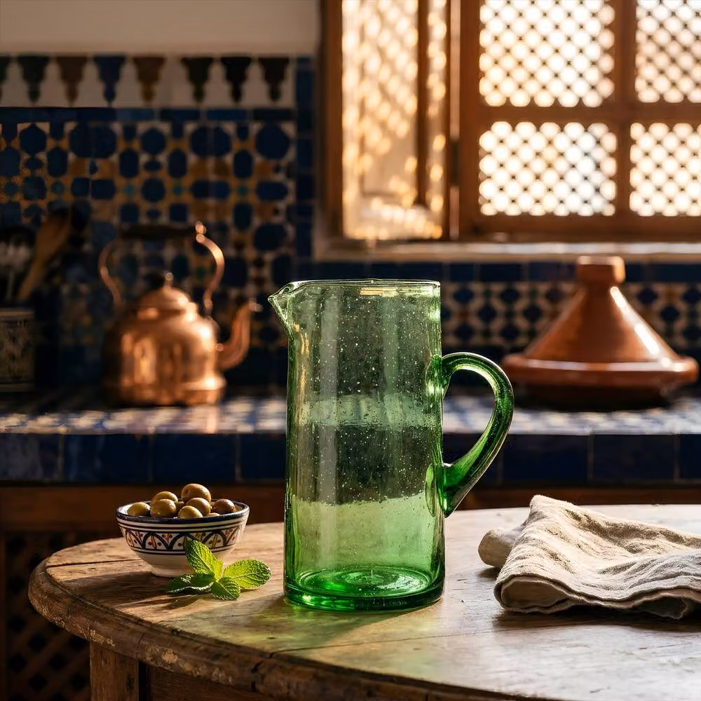 Nicola Spring Jebel Green Recycled Glass Jug, 1 l – 6